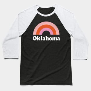 Oklahoma City, Oklahoma - OK Retro Rainbow and Text Baseball T-Shirt